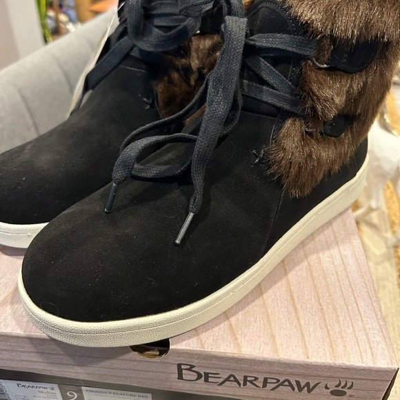 Bear paw Size Woman’s 9 Skyline Black/Brown Boots. Faux Fur Trim BNWT - Picture 2 of 7